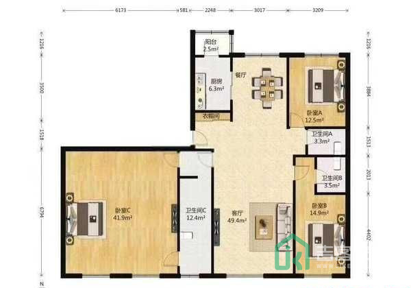 世纪东方嘉园208楼2号1401室