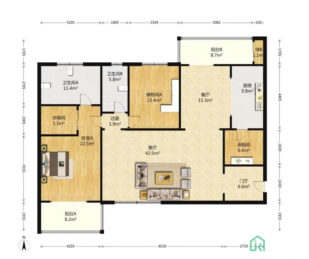 四季世家公寓西座2号楼805号
